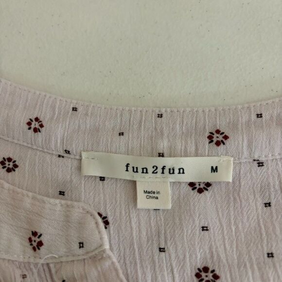 Fun 2 Fun Blouse Women's Medium V-Neck Popover 3/4 Sleeve Sheer Boho Top Casual - Picture 6 of 8